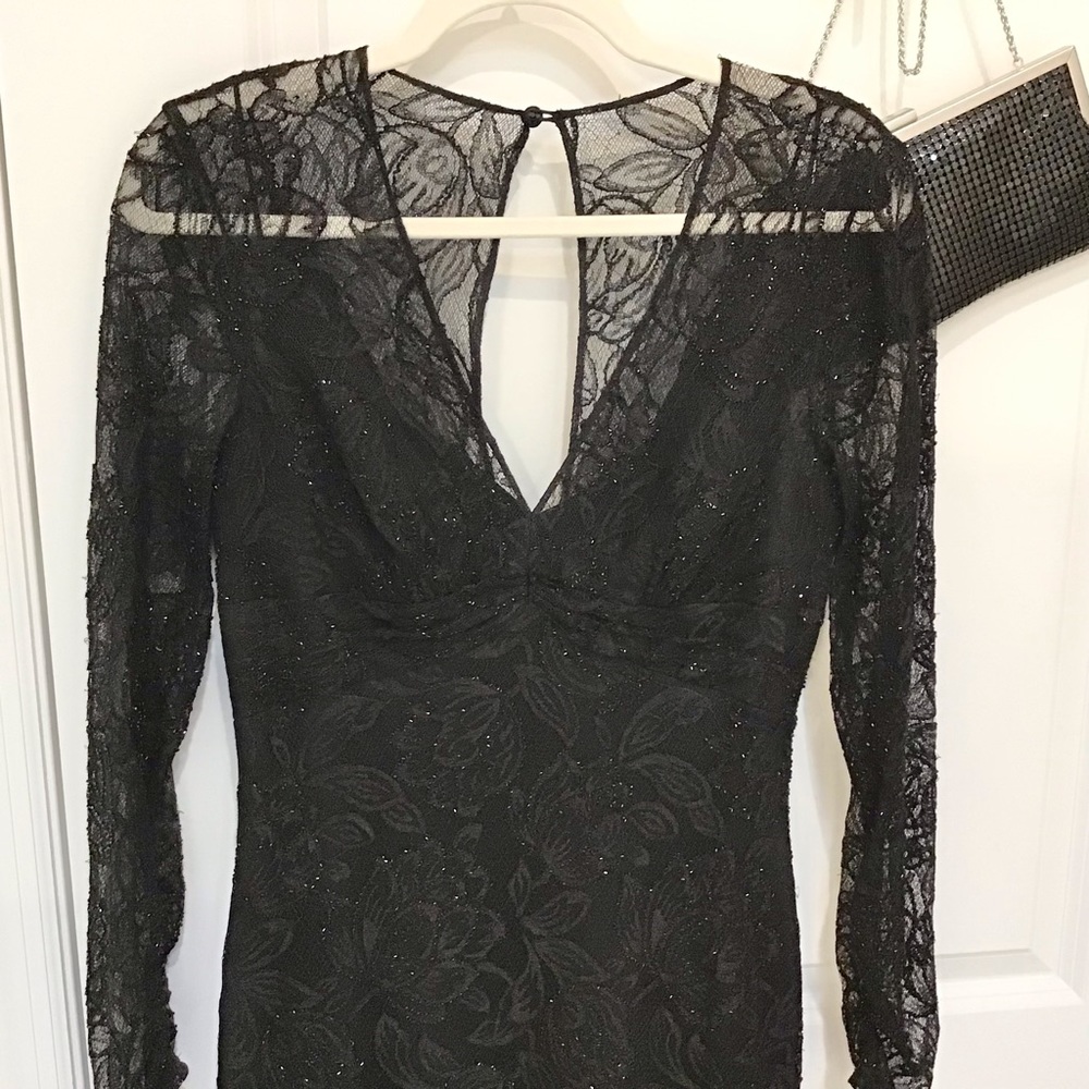 Carmen Marc Valvo Signature Black Lace Cocktail Dress Size 6, EUC